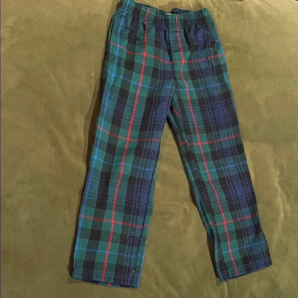 Old Navy Green and Blue Plaid Kids Pants Size 6-7